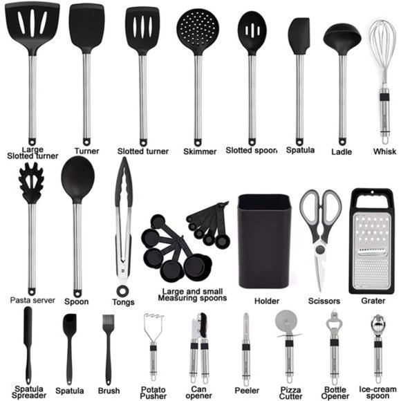 Kitchen Utensil Set-Silicone Cooking Utensils-33 Kitchen Gadgets & Spoons - Picture 2 of 7